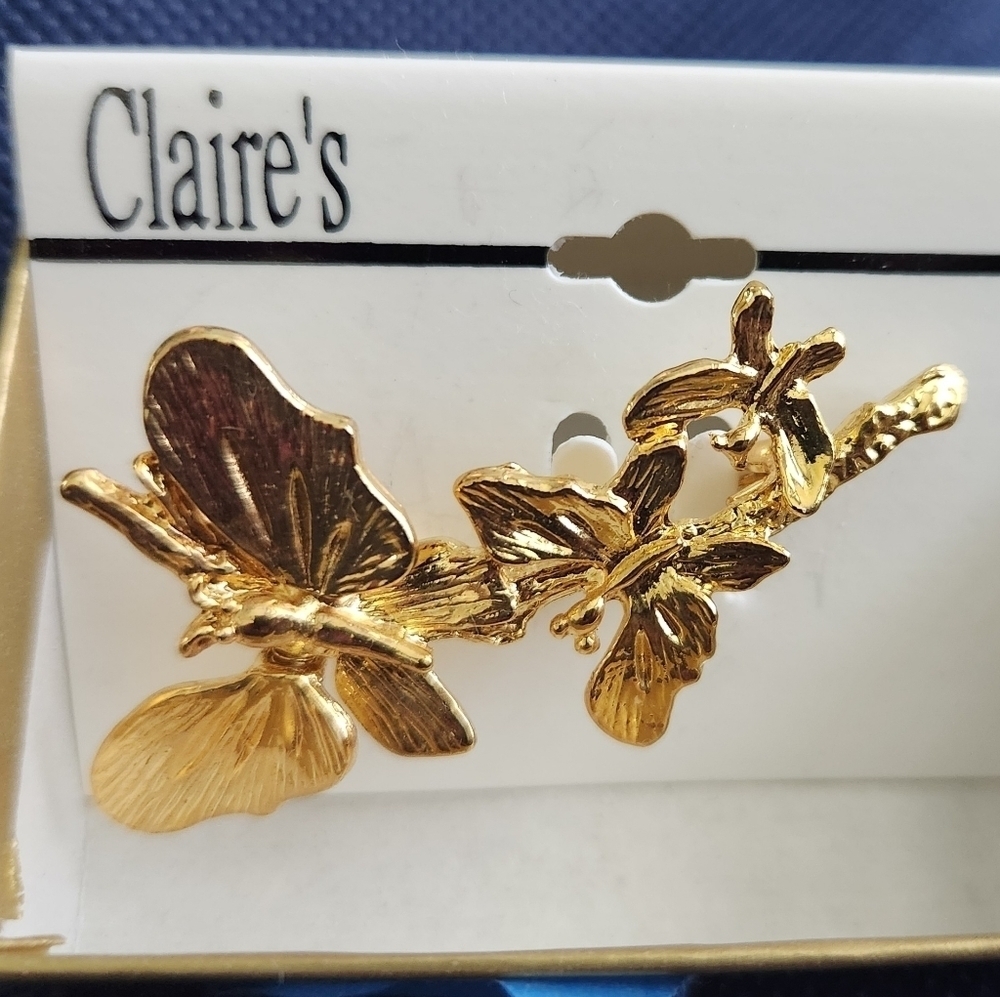 Gold Triple Butterfly Pin